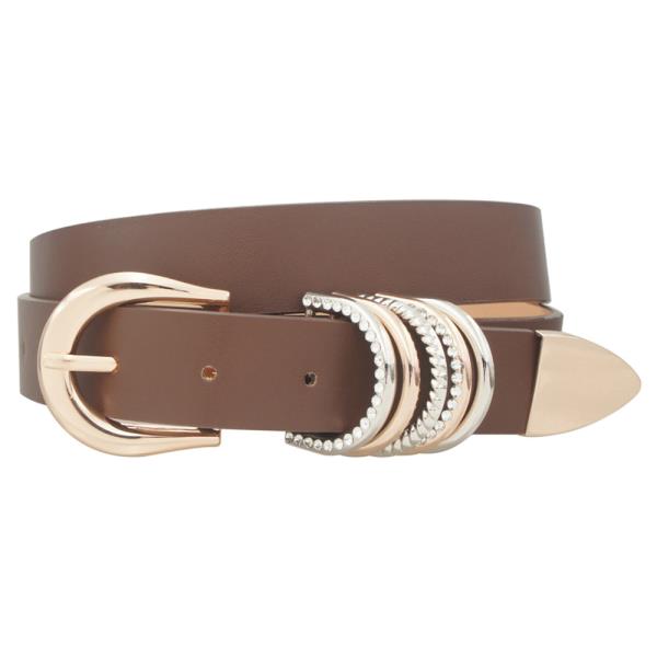 STACKED MIXED D RING U BUCKLE BELT