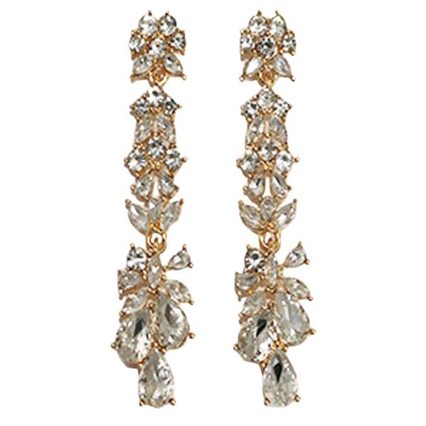 Crystal Rhinestone Cluster Linear Drop Earring