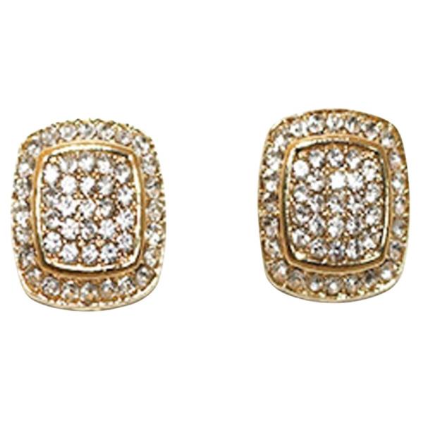 3D Rhinestone Square Stud Earring