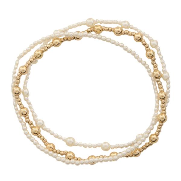 Pearl Ball Bead Bracelet Set