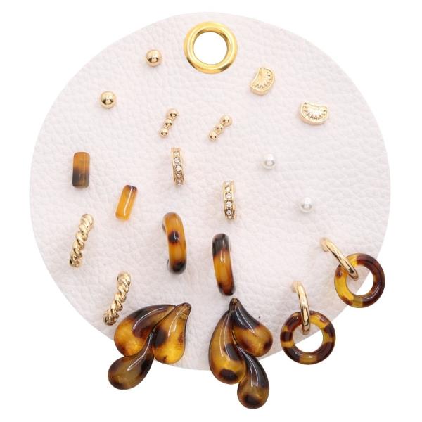 Metal Hoop Pearl Teardrop Resin Drop Earring Set