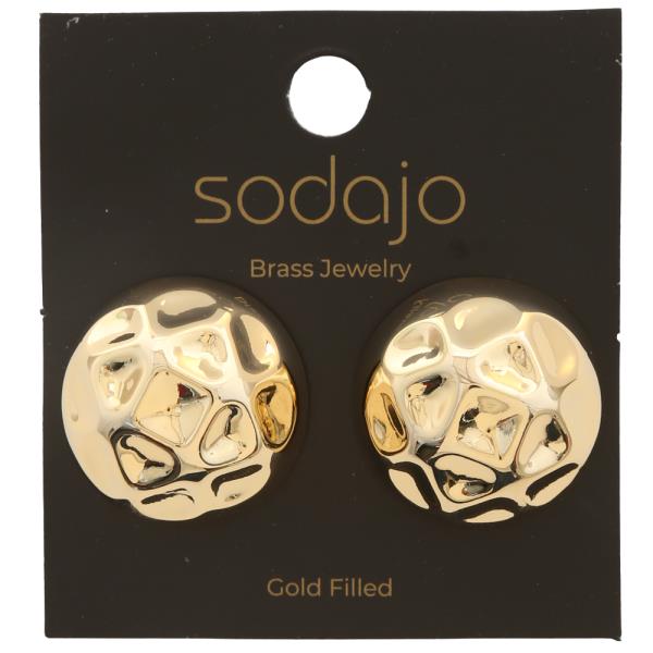 SODAJO Gold Filled Brass Hammered Stud Earring