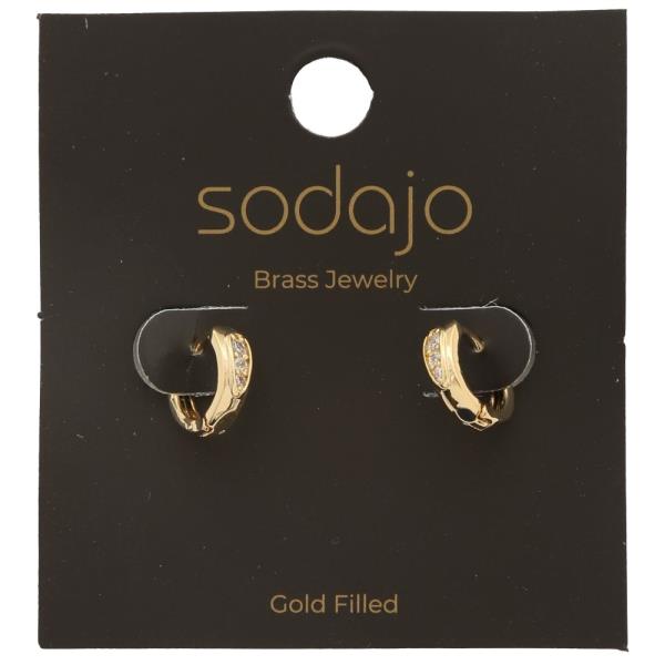 SODAJO GOLD FILLED BRASS RHINESTONE SMALL HOOP EARRING
