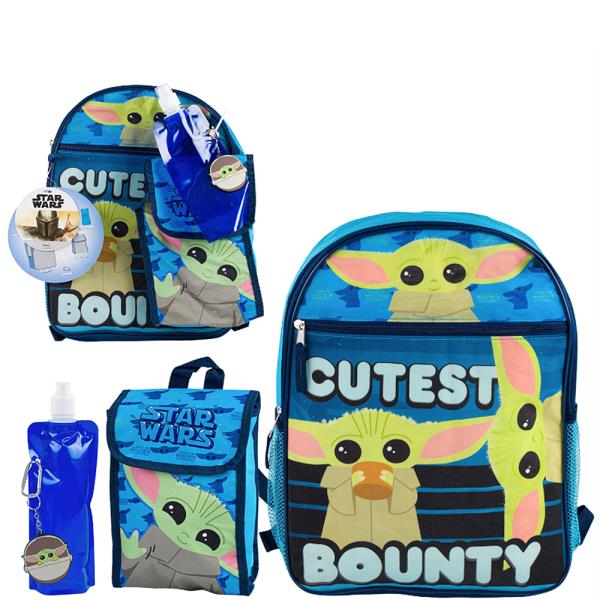 Grogu Baby Yoda Cute Backpack Set 5PC