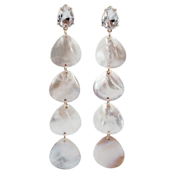 Rhinestone Mother of Pearl Drop Stud Earring