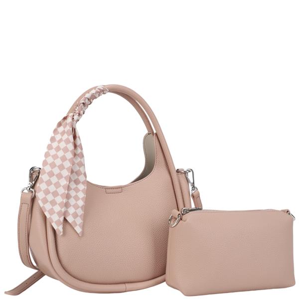 2in1 Curve Round Scarf Satchel W Zip Bag Set