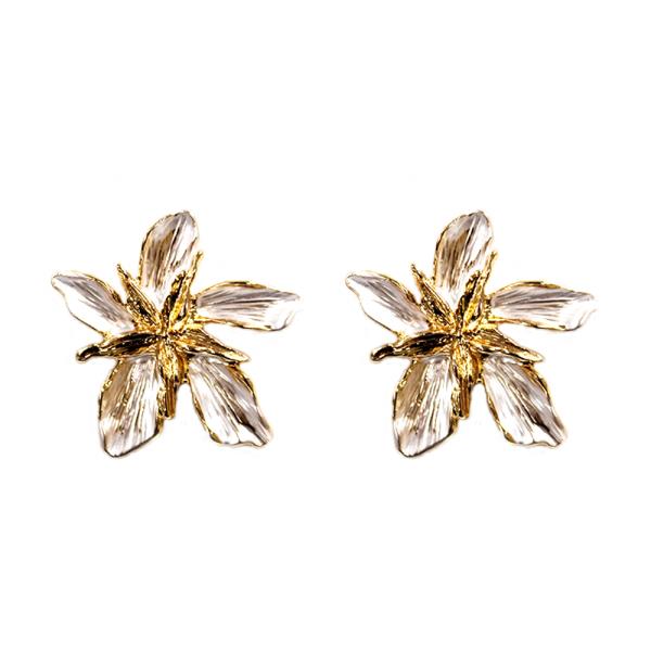 Textured Metal Flower Stud Earring