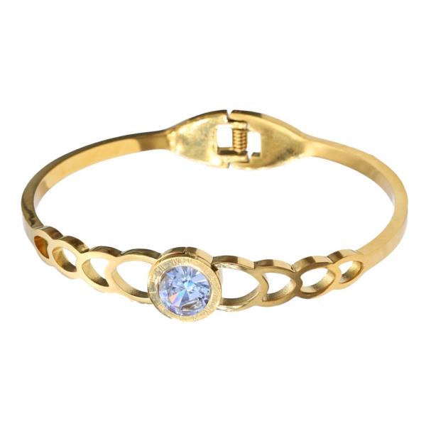 Crystal Circle Link Bangle Bracelet