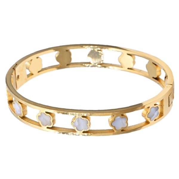 Flower Pattern Metal Bangle Bracelet
