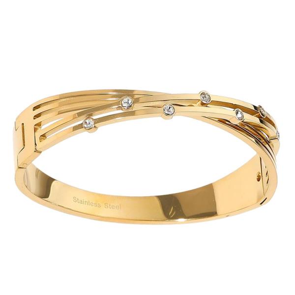 Rhinestone Criss Cross Stainless Steel Bracelet