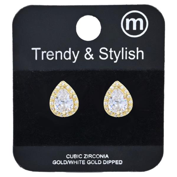 TEARDROP CZ GOLD DIPPED EARRING