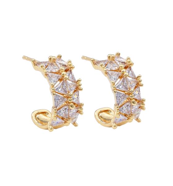 Curve Metal Crystal Earring