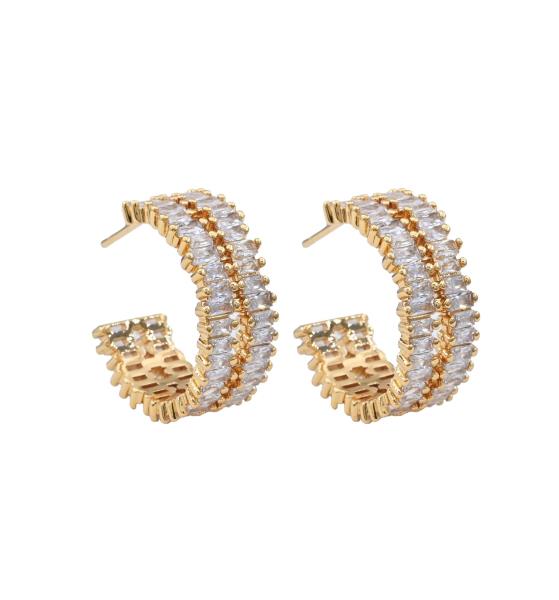 CRYSTAL EDGE OPEN HOOP EARRING