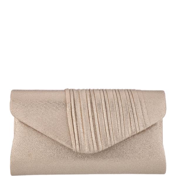 Textured Metallic Pleated Flap Clutch Bag