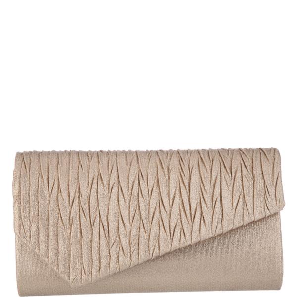 Textured Metallic Pleated Flap Clutch Bag