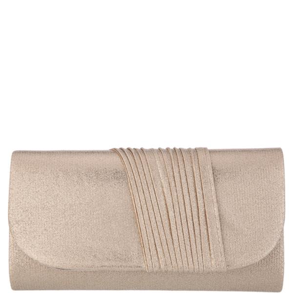 Metallic Pleated Band Structured Clutch Bag