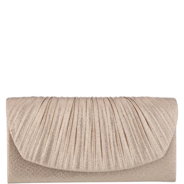 Metallic Pleated Flap Rectangular Clutch Bag