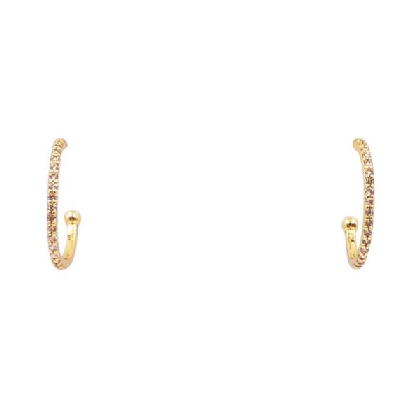 18K BRASS SKINNY CZ PAVE HOOP EARRING