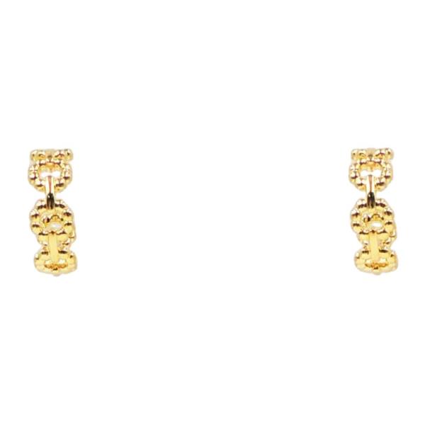 18K Brass Ball Textured Open Oval Earring