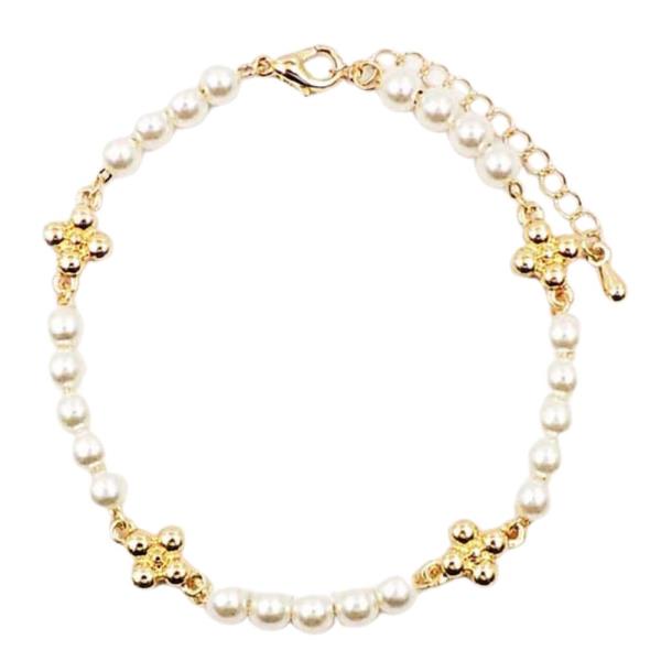 Flower Station Pearl Bead Bracelet