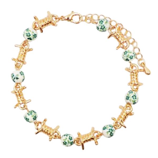 Wirecoil Ceramic Bead Station Bracelet