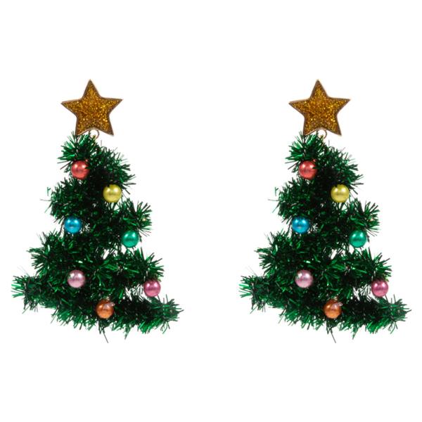 CHRISTMAS TREE SHAPED METALLIC THREAD WITH PEARLS EARRING