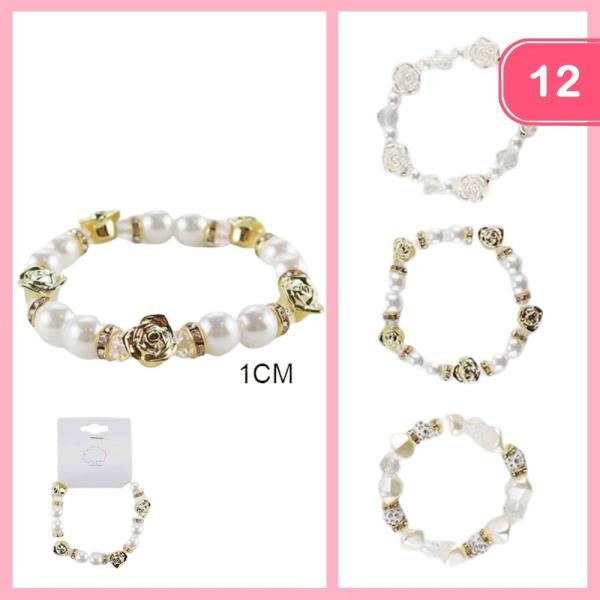 Rose Charm Beaded Bracelet (12 Units)