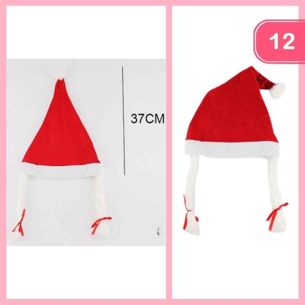 CHRISTMAS HAT WITH BRAIDS (12 UNITS)