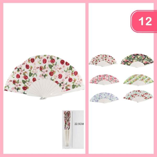 Flowers Cherry`s Hand Fan (12 Units)