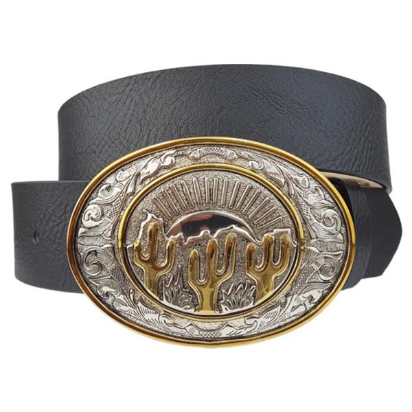 Western Inspired Cactus Theme Oval Buckle Belt