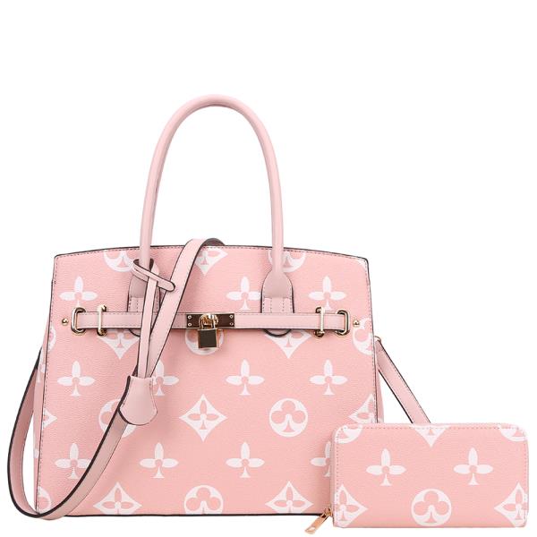 2IN1 DESIGN PRINT HANDLE SATCHEL W WALLET SET