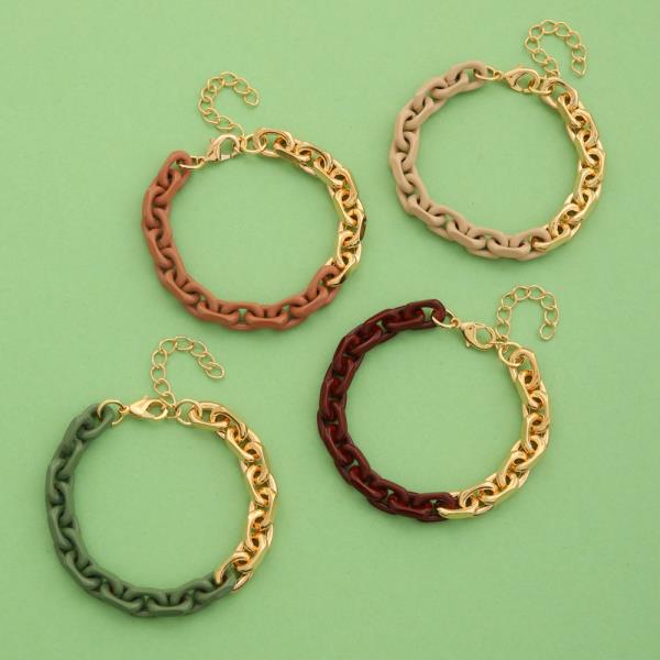 SODAJO Color Link Oval Link Gold Dipped Bracelet