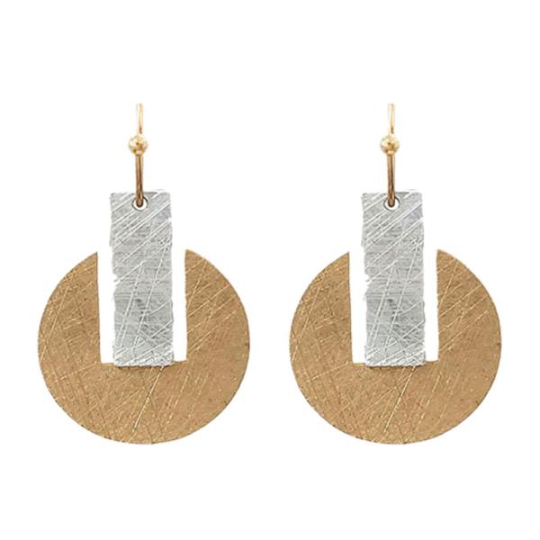 Brushed Metal Round Earring