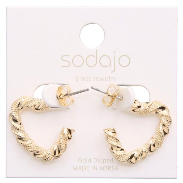 SODAJO TWISTED HEART SHAPE GOLD DIPPED EARRING