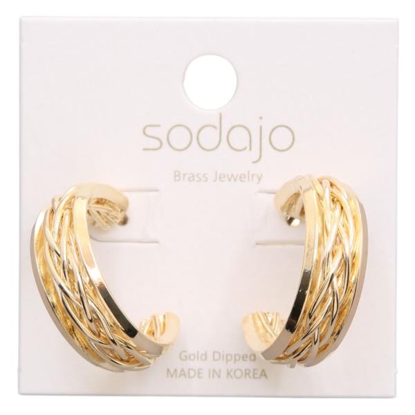 SODAJO WHEAT LINK OPEN HOOP GOLD DIPPED EARRING