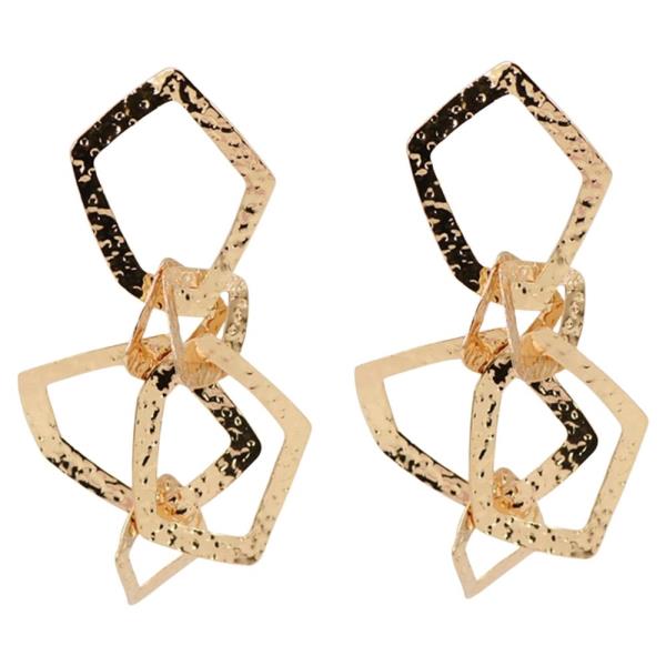 Textured Metal Irregular Geometric Dangle Earring
