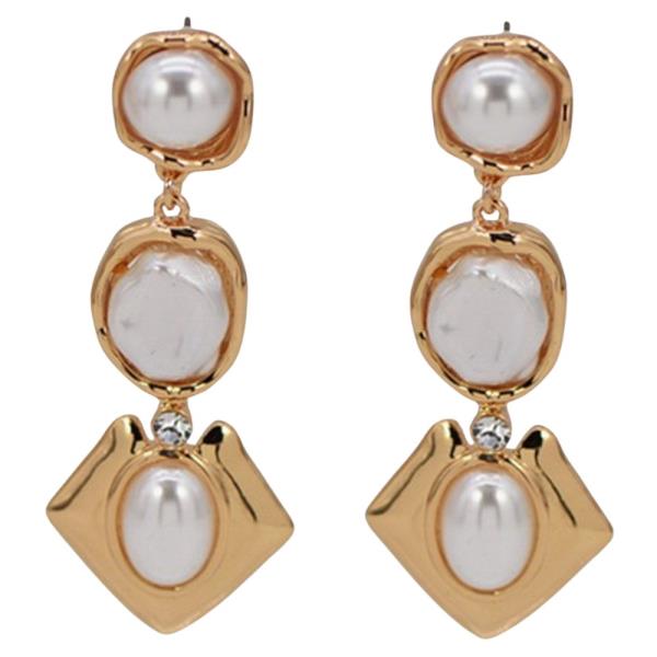 Faux Pearl Multi Drop Rhinestone Diamond Earrings