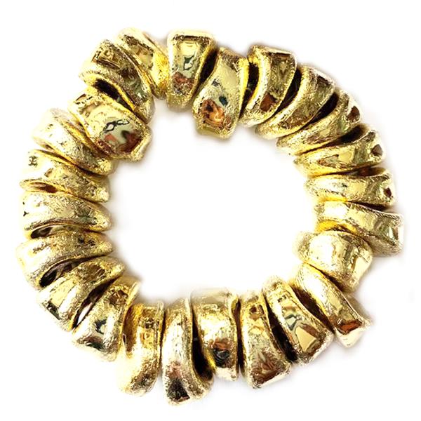 TWO TONE METAL CHUNKY BEADED STRETCH BRACELET