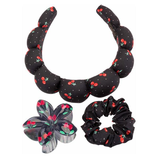 Cherry Headband Hair Claw Clip and Scrunchie Set