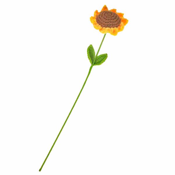 Crochet Yarn Sunflower Long Stem Flower