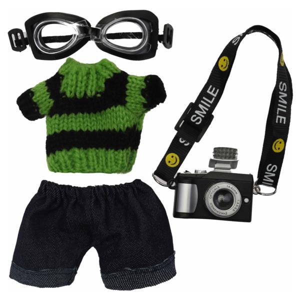 Doll Knit Sweater Denim Shorts Camera Outfit Set