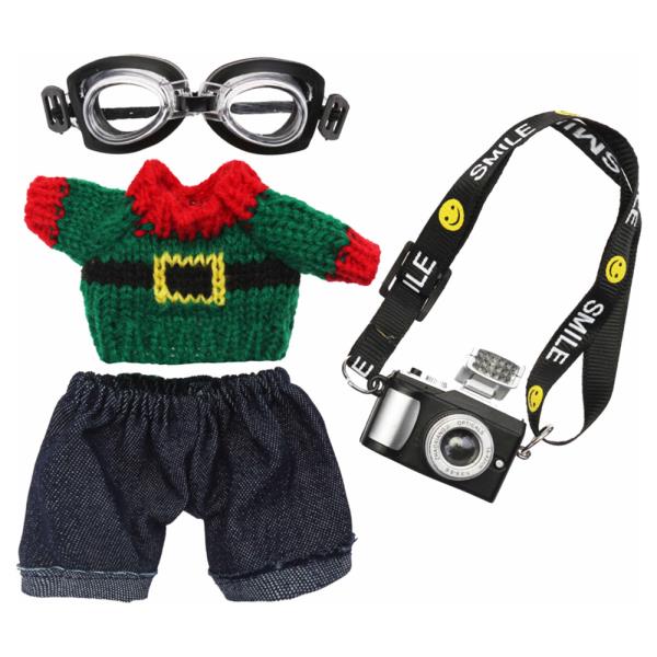 Doll Knit Elf Sweater Denim Shorts Camera Outfit