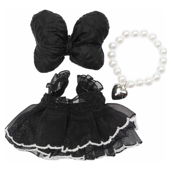 Mini Doll Fabric Bow Tulle Dress Necklace Set