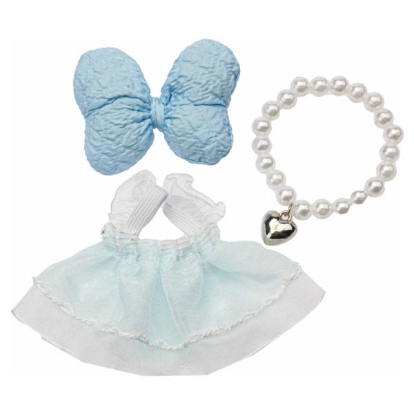 Doll Fabric Bow Tulle Trim Dress Necklace Set