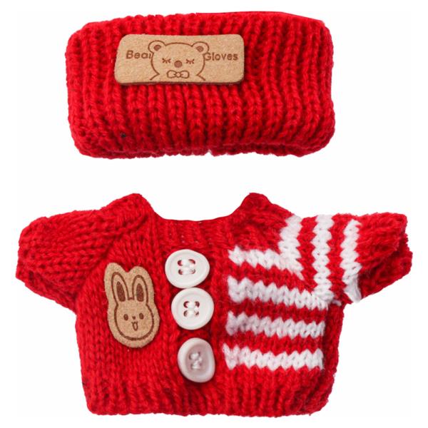 Mini Doll Knit Cardigan Patch Headband Outfit Set