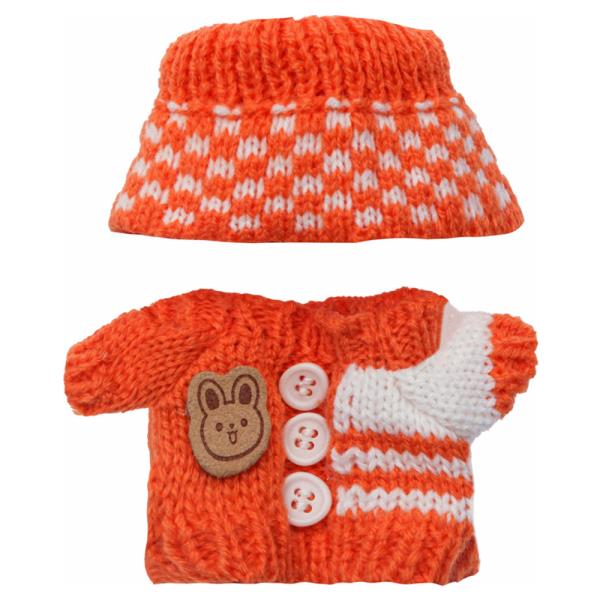 Doll Knit Cardigan Patch Bucket Hat Outfit Set