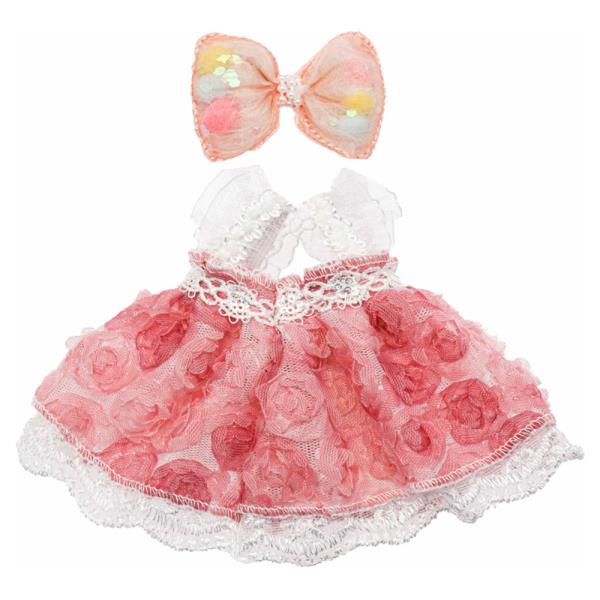 Mini Doll Lace Dress Bow Hair Clip Outfit Set