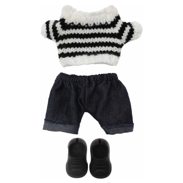 Doll Knit Sweater Denim Pants Shoes Outfit Set