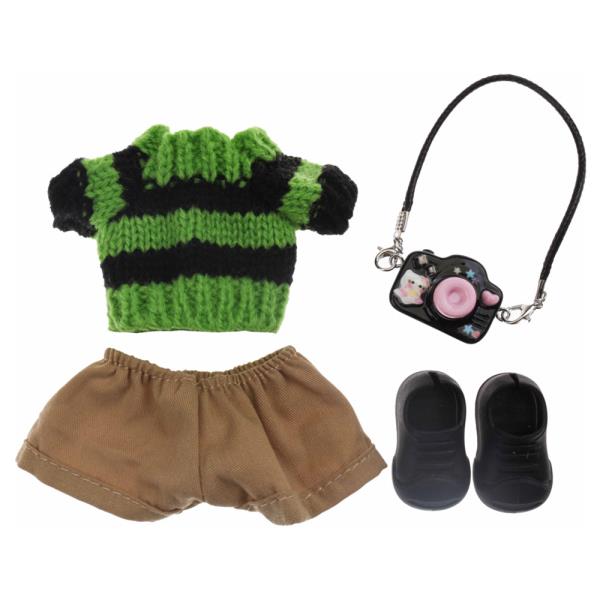 Doll Knit Top Cotton Shorts Camera Shoes Outfit