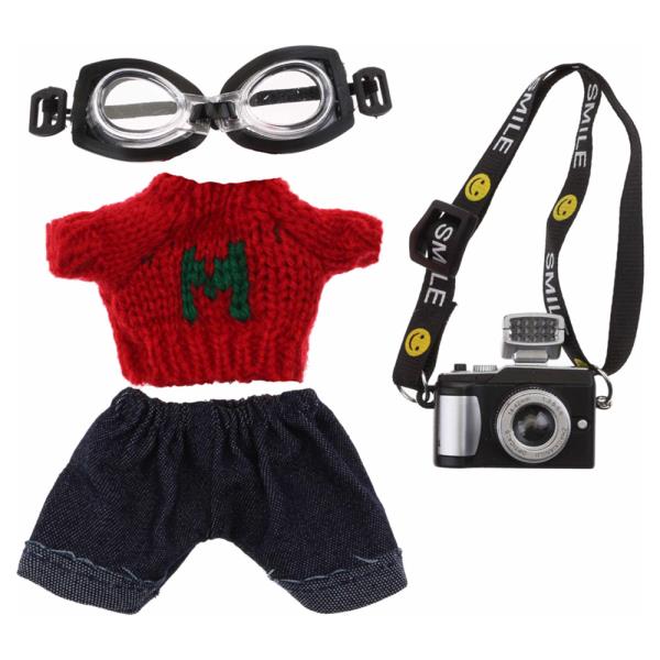 Mini Doll Knit Top Denim Shorts Goggles Camera